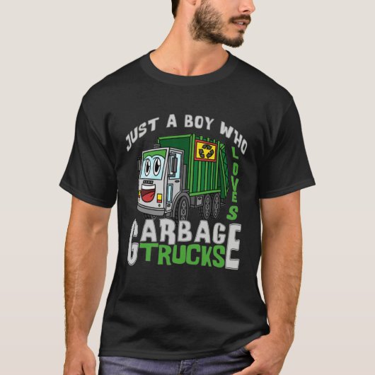 Funny Just A Boy Who Loves Garbage Trucks T-Shirt (Vorderseite)