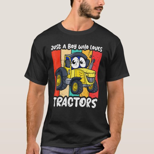 Funny just A Boy Who Loves Tractors T-Shirt (Vorderseite)