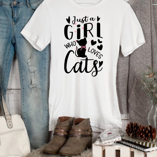 Funny Just a Girl, die Lieben Katzen T - Shirt