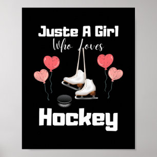 Funny Just A Girl Who Liebe Hockey Hockey Niedlich Poster