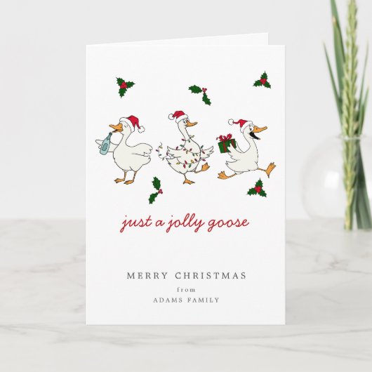 Funny Just A Jolly Goose Silly Santa Christmas Karte (Vorderseite)