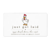 Funny Just Got Laid Farm Coop Egg Carton Label (Vorne)