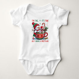 Funny Just Having A Meltdown Snowman Christmas Baby Strampler