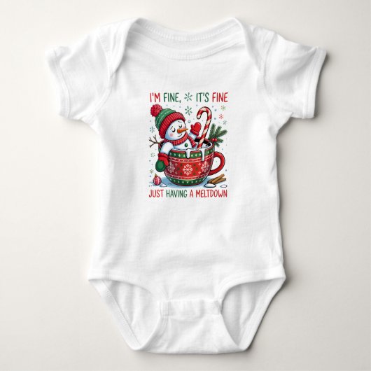 Funny Just Having A Meltdown Snowman  Christmas  Baby Strampler (Vorderseite)