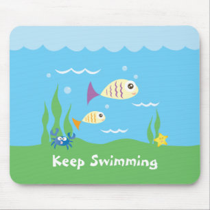 Funny Just Keep Swimming Underwater Ocean Fish Mousepad