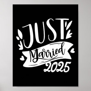 Funny Just Married 2025 Niedlich Bride and Groom M Poster