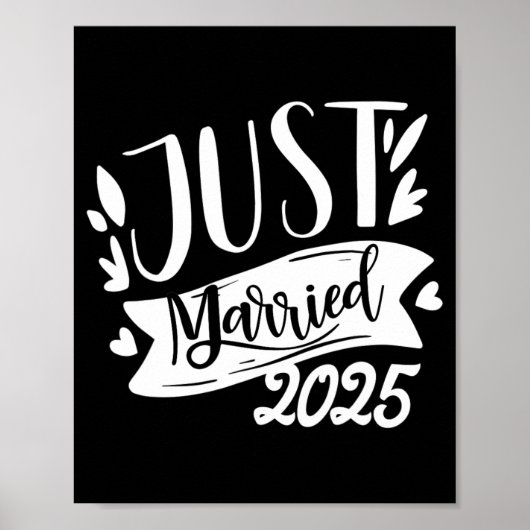 Funny Just Married 2025 Niedlich Bride and Groom M Poster (Vorne)