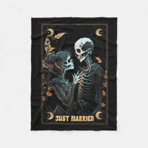 Funny Just Married Husband Ehefrau Skeleton Bachel Fleecedecke