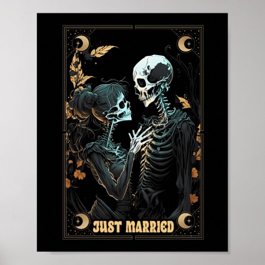Funny Just Married Husband Ehefrau Skeleton Bachel Poster (Vorne)