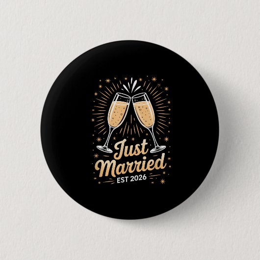Funny Just Married Newlywed Honeymoon Couple 2026  Button (Vorderseite)