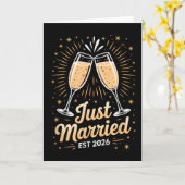 Funny Just Married Newlywed Honeymoon Couple 2026  Karte (Gelbe Blume)