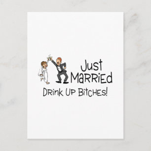 Funny Just Married WedToast Ankündigungspostkarte