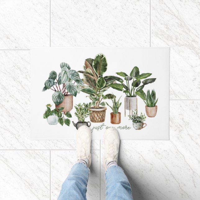 Funny "Just one more Pflanze" Botanischer Aquarell Fußmatte (Indoor)