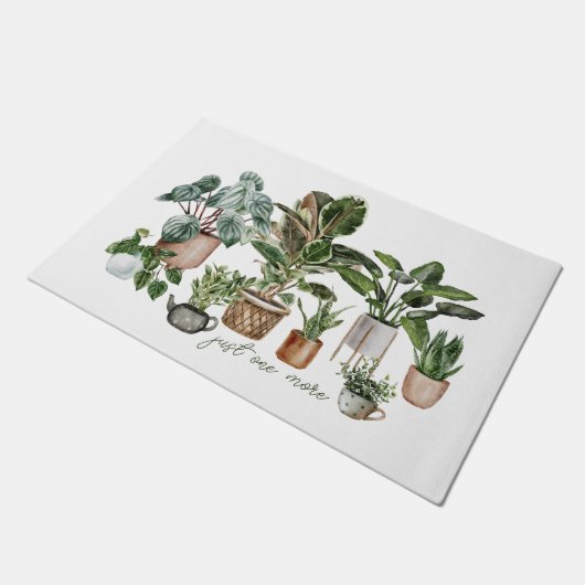 Funny "Just one more Pflanze" Botanischer Aquarell Fußmatte (Schrägansicht)