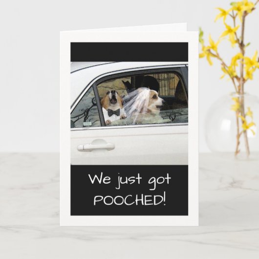 Funny Just Pooooor Just Married Ankündigung (Gelbe Blume)