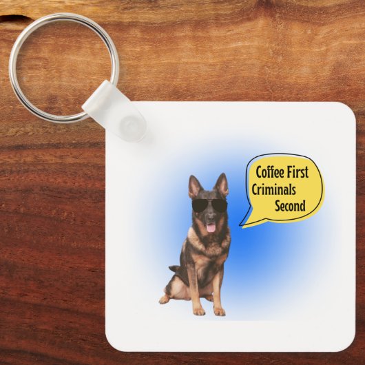 Funny k9 Schlüsselanhänger Kaffee und Kriminelle (Vorderseite)