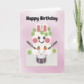 Funny K-Pop Bunny Birthday Cake with Trauben Dankeskarte (Vorderseite)