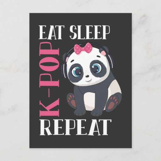 Funny K-Pop Panda Girl Korean Music Lover Postkarte (Vorderseite)