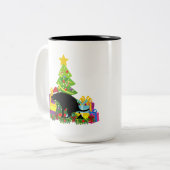 Funny Kackend Hund Zweifarbige Tasse (Vorderseite Links)