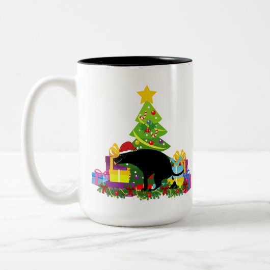 Funny Kackend Hund Zweifarbige Tasse (Links)