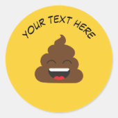 Funny Kackte Emoji mit Custom Message Runder Aufkleber (Vorderseite)