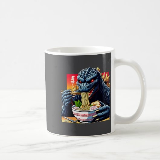 Funny Kaiju Eating Ramen Japanese Monster Lover Bi Kaffeetasse (Rechts)