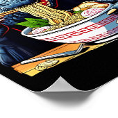 Funny Kaiju Eating Ramen Japanese Monster Lover Bi Poster (Ecke)