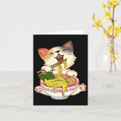 Funny Kamala Anime Cat Eating Ramen Trump Noodles Karte (Gelbe Blume)