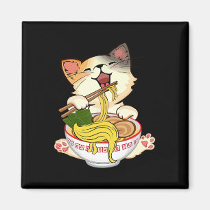 Funny Kamala Anime Cat Eating Ramen Trump Noodles Magnet