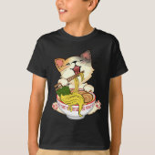 Funny Kamala Anime Cat Eating Ramen Trump Noodles T-Shirt (Vorderseite)