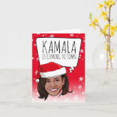 Funny Kamala Christmas: Kamala kommt in die Stadt Karte (Gelbe Blume)