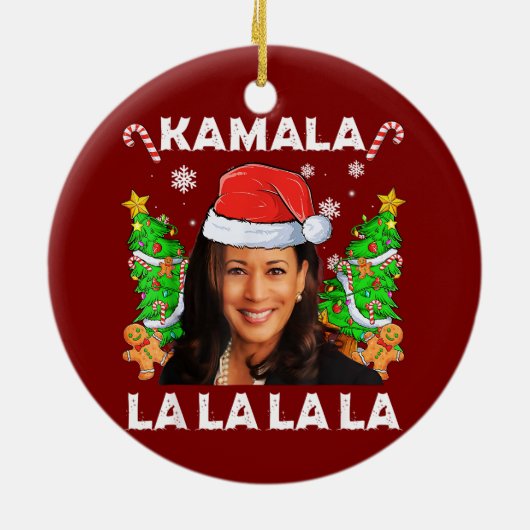 Funny Kamala Harris 2024 Weihnachten Ugly Geschenk Keramik Ornament (Hinten)