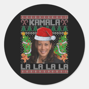 Funny Kamala Harris 2024 Weihnachts Comma La Men W Runder Aufkleber