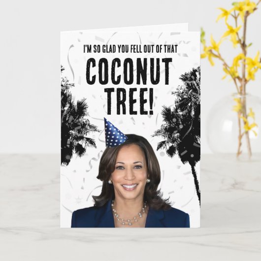 Funny Kamala Harris Birthday - Coconut Tree Karte (Gelbe Blume)