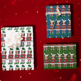 Funny kamala harris Custom Face Foto Elf Xmas Geschenkpapier Set