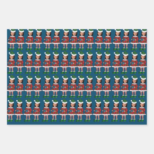 Funny kamala harris Custom Face Foto Elf Xmas Geschenkpapier Set (Vorderseite 2)