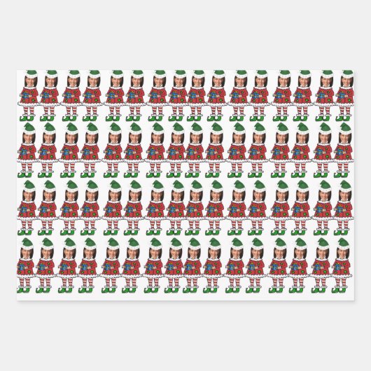 Funny kamala harris Custom Face Foto Elf Xmas Geschenkpapier Set (Vorderseite)