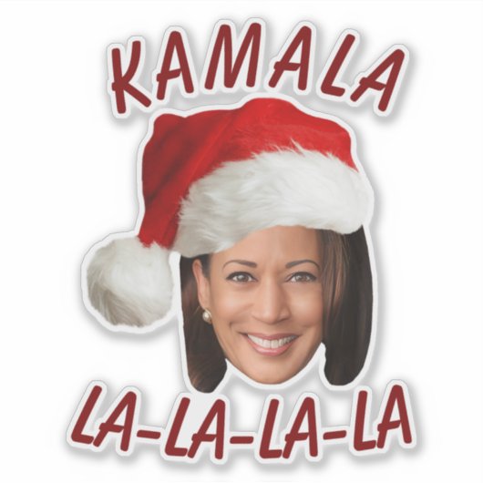 Funny Kamala Harris Face Weihnachtsmannmütze Weihn Aufkleber (Vorderseite)