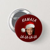 Funny Kamala Harris Face Weihnachtsmannmütze Weihn Button (Vorne & Hinten)