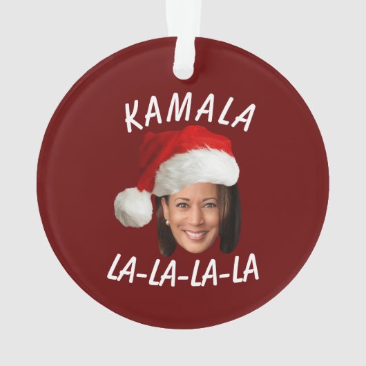 Funny Kamala Harris Face Weihnachtsmannmütze Weihn Ornament (Rückseite)