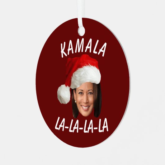 Funny Kamala Harris Face Weihnachtsmannmütze Weihn Ornament Aus Metall (Vorderseite links)