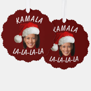 Funny Kamala Harris Face Weihnachtsmannmütze Weihn Ornament Karte
