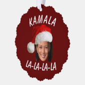Funny Kamala Harris Face Weihnachtsmannmütze Weihn Ornament Karte (Links)