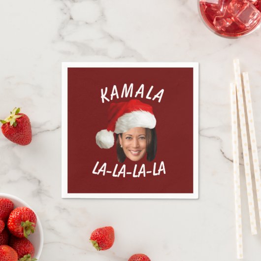 Funny Kamala Harris Face Weihnachtsmannmütze Weihn Serviette (Beispiel)