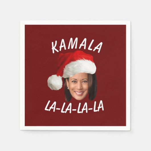 Funny Kamala Harris Face Weihnachtsmannmütze Weihn Serviette (Vorderseite)