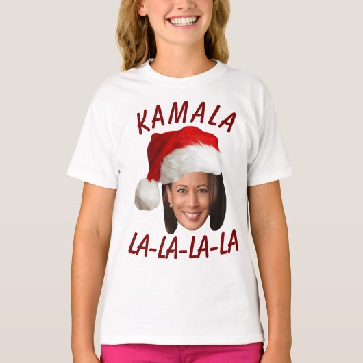 Funny Kamala Harris Face Weihnachtsmannmütze Weihn T-Shirt (Vorderseite)