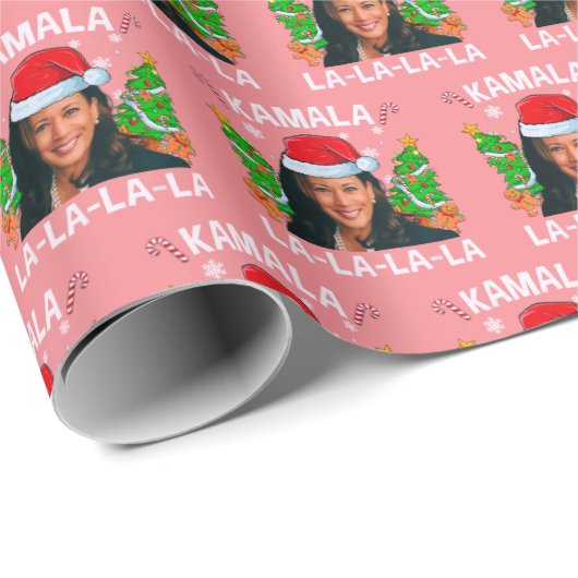 Funny Kamala Harris Pink Weihnachten Geschenkpapier (Rolleneckpunkt)