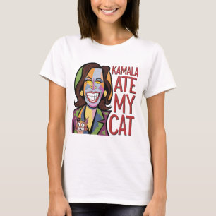 Funny Kamala Harris und Scared Cat Satire T-Shirt