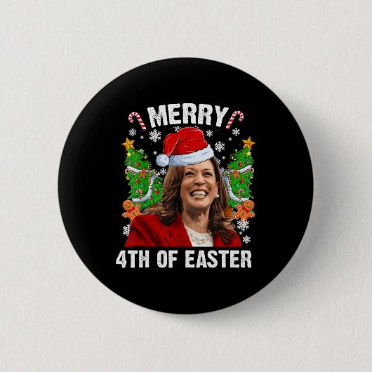 Funny Kamala Harris Weihnachtsfeier Weihnachtsmann Button (Vorderseite)