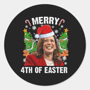 Funny Kamala Harris Weihnachtsfeier Weihnachtsmann Runder Aufkleber